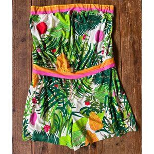 Trina Turk Strapless Tropical Print Romper | Size Small